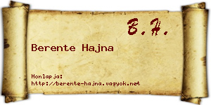 Berente Hajna névjegykártya